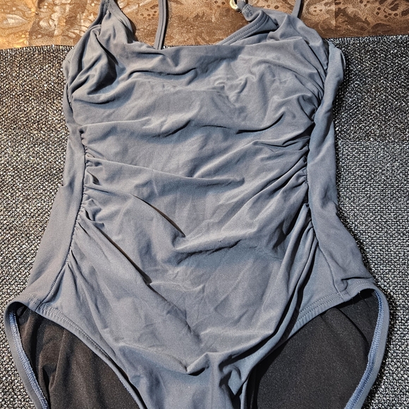 Michael Kors Gray One Piece Swimsuit with Spaghetti Straps - Picture 3 of 8